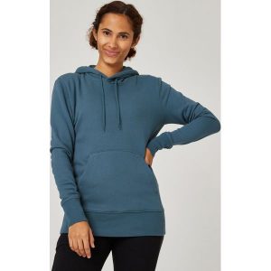 Bluza z kapturem damska Domyos Gym & Pilates. Czarne bluzy DOMYOS, l, bez wzorów, z bawełny, z kapturem. Za 99,99 zł.
