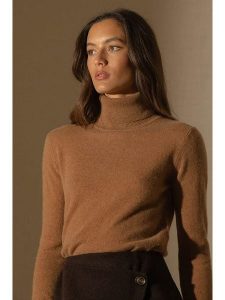Perfect Cashmere Kaszmirowy golf "Ashley" w kolorze karmelowym rozmiar: XXL. Brązowe golfy Perfect Cashmere, bez wzorów, z kaszmiru. Za 363,71 zł.