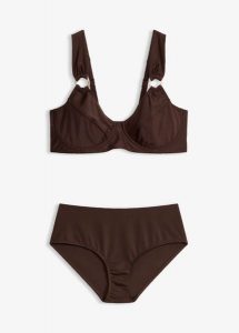 Bikini minimizer na szerokich ramiączkach (komplet 2-cz.). Brązowe bikini bonprix, bez wzorów. Za 119,99 zł.