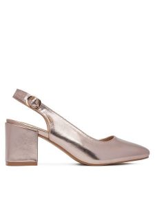 Clara Barson Sandały WS23070-01 Złoty. Żółte sandały Clara Barson, bez wzorów, ze skóry, bez obcasa, na słupku, bez zapięcia. Za 129,99 zł.