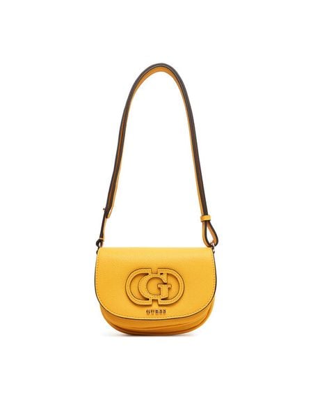 Guess Torebka Calebra Mini HWBG95 36780 Żółty. Żółte listonoszki Guess, z aplikacjami, ze skóry, bez dodatków. Za 289,99 zł.