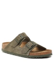 Birkenstock Sandały Arizona 1025720 Zielony. Zielone sandały Birkenstock, bez wzorów, ze skóry, bez obcasa, na płaskiej podeszwie, bez zapięcia. Za 539,99 zł.