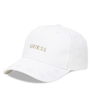 Czapka z daszkiem Guess. Białe czapki Guess, z aplikacjami. Za 119,99 zł.