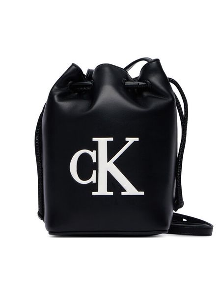 Calvin Klein Torebka Bold Ck Mini Bucket Crossbody LV04F3870G Czarny. Czarne listonoszki Calvin Klein, bez wzorów, ze skóry, bez dodatków. Za 329,99 zł.