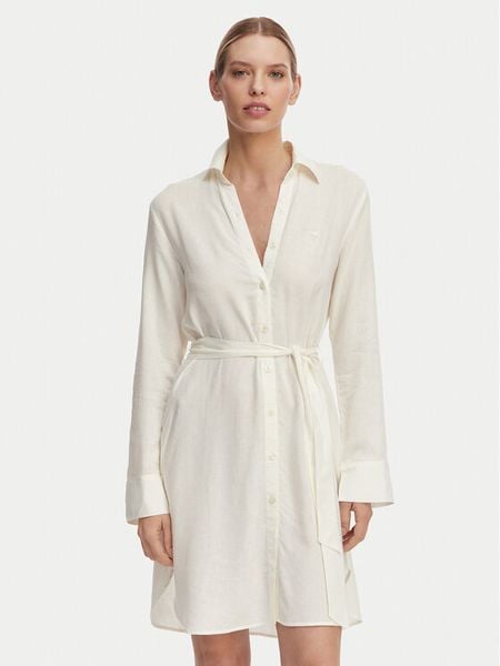 Emporio Armani Sukienka koszulowa EW000817 AF20252 U1131 Biały. Białe kombinezony Emporio Armani, xl, bez wzorów, z wiskozy, bez kołnierzyka, bez ramiączek, koszulowe. Za 455,99 zł.