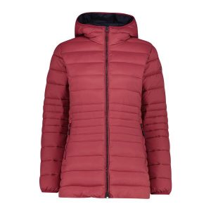 Długa kurtka puchowa z kapturem na zamek Sorona Aura damska CMP. Czerwone kurtki CMP, bez wzorów, z puchu, z kapturem. W wyprzedaży za 469,50 zł.