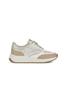 Geox Sneakersy "Crystael" w kolorze biało-złoto-jasnobrązowym rozmiar: 36. Białe trampki Geox, bez wzorów, bez zapięcia. Za 197,63 zł.
