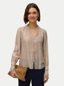 Vero Moda Koszula Irina 10338396 Beżowy Regular Fit. Brązowe koszule Vero Moda, xs, bez wzorów, z wiskozy, bez kołnierzyka, bez ramiączek. Za 199,99 zł.