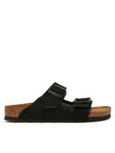Birkenstock Klapki Arizona 1027164 Czarny. Czarne klapki Birkenstock, bez wzorów, ze skóry, bez obcasa. Za 399,99 zł.