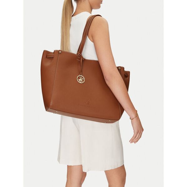 Torebka Beverly Hills Polo Club. Brązowe shopper bag Beverly Hills Polo Club, bez wzorów, bez dodatków. Za 299,99 zł.