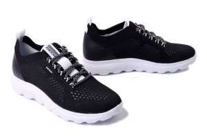GEOX D15NUA 0006K C9999 black, półbuty damskie. Czarne półbuty Geox, na lato, bez wzorów, bez obcasa, bez zapięcia. Za 328,93 zł.
