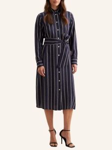 Seidensticker Sukienka w kolorze granatowo-białym rozmiar: 44. Białe sukienki Seidensticker, na co dzień, bez wzorów, z tkaniny, bez kołnierzyka, bez ramiączek, midi, proste. Za 257,14 zł.