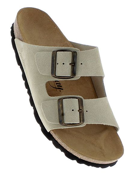 Sunbay Skórzane klapki "Trefle" w kolorze beżowym rozmiar: 41. Brązowe klapki Sunbay, bez wzorów, ze skóry, z otwartym noskiem, bez obcasa. Za 160,96 zł.