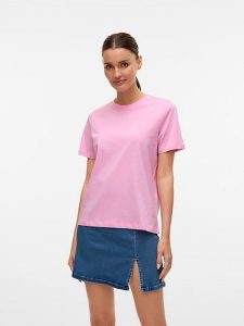 Vero Moda Koszulka w kolorze jasnoróżowym rozmiar: XL. Różowe bluzki Vero Moda, xl, bez wzorów, z bawełny, bez kołnierzyka, bez ramiączek. Za 52,55 zł.