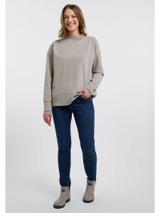 ELBSAND Bluza "Enola" w kolorze szarobrązowym rozmiar: S. Brązowe bluzy ELBSAND, s, bez wzorów, bez kaptura. Za 189,29 zł.