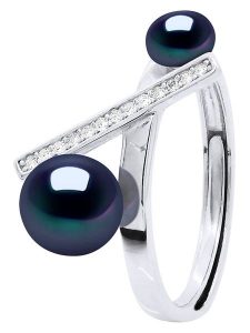 Pearl Addict Srebrny pierścionek z perłami rozmiar: onesize. Niebieskie pierścionki Pearl Addict, z cyrkonią, srebrne. Za 254,74 zł.