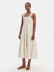 Seafolly Sukienka letnia Faithfull 55649-DR Beżowy Regular Fit. Brązowe sukienki Seafolly, na lato, m, bez wzorów, z wiskozy, bez kołnierzyka, bez ramiączek. Za 639,99 zł.