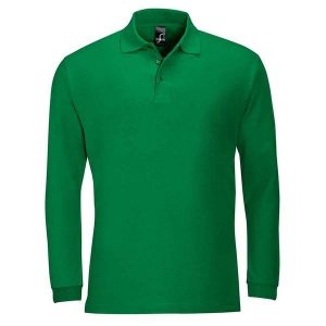 Koszulka Polo Z Długim Rękawem Dla Dorosłych Unisex Winter II. Zielone bluzki SOL'S, s, bez wzorów, casualowe, bez kołnierzyka, bez ramiączek. Za 107,99 zł.