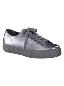 Paul Green Skórzane sneakersy w kolorze srebrnym rozmiar: 37. Szare trampki Paul Green, bez wzorów, bez zapięcia. Za 293,59 zł.
