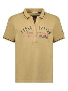 Geographical Norway Koszulka polo w kolorze beżowym rozmiar: L. Brązowe bluzki Geographical Norway, l, bez wzorów, z bawełny, bez kołnierzyka, bez ramiączek. Za 65,85 zł.