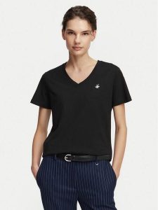 Beverly Hills Polo Club T-Shirt P-SS26W-TS516518 Czarny Regular Fit. Czarne t-shirty Beverly Hills Polo Club, xs, bez wzorów, z bawełny, bez kołnierzyka, bez ramiączek. Za 139,99 zł.