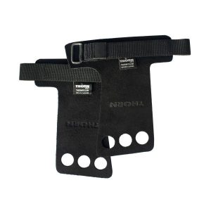 Skórki gimnastyczne do podnoszenia ciężarów Thorn Fit PRO. Czarne rękawiczki THORN FIT, bez wzorów. Za 79,00 zł.