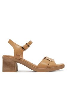 Clara Barson Sandały WS10006-07 Beżowy. Brązowe sandały Clara Barson, bez wzorów, z materiału, bez obcasa, na słupku, bez zapięcia. Za 119,99 zł.