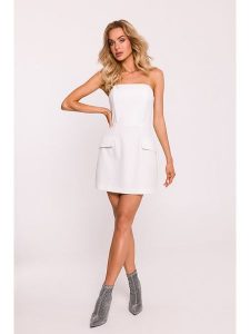 Made of emotion Sukienka w kolorze białym rozmiar: XL. Białe sukienki Made Of Emotion, xl, bez wzorów, bez kołnierzyka, bez ramiączek, mini. Za 147,99 zł.