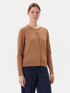 Tommy Hilfiger Kardigan WW0WW42370 Brązowy Regular Fit. Brązowe kardigany TOMMY HILFIGER, z bawełny. Za 419,99 zł.