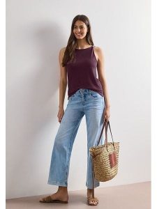 Street One Top w kolorze ciemnofioletowym rozmiar: 44. Różowe topy Street One, z aplikacjami, street, bez kołnierzyka, bez ramiączek. Za 77,95 zł.
