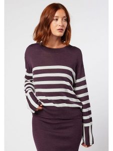 Rodier Sweter w kolorze fioletowo-białym rozmiar: XL. Białe swetry oversize Rodier, xl, bez wzorów, z wełny, bez ramiączek. Za 145,26 zł.