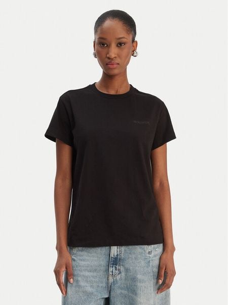 Patrizia Pepe T-Shirt 8M1543/J111-K103 Czarny Regular Fit. Czarne t-shirty Patrizia Pepe, m, bez wzorów, z bawełny, bez kołnierzyka, bez ramiączek. Za 284,99 zł.