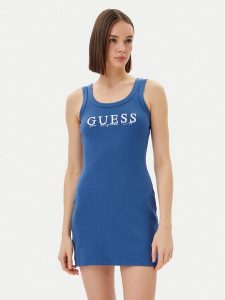 Guess Sukienka codzienna V5GK06 K8RT2 Niebieski Slim Fit. Niebieskie kombinezony Guess, l, z aplikacjami, z wiskozy, bez kołnierzyka, bez ramiączek. Za 159,99 zł.