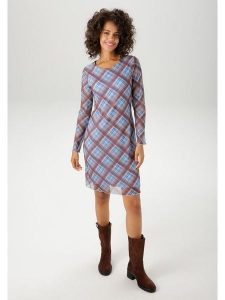 Aniston Sukienka w kolorze błękitno-bordowym rozmiar: 44. Niebieskie sukienki Aniston, bez wzorów, bez kołnierzyka, bez ramiączek, midi. Za 82,99 zł.