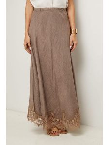 Le Monde du Lin Lniana spódnica w kolorze szarobrązowym rozmiar: 40/42. Brązowe spódnice Le Monde du Lin, bez wzorów, z koronki, maxi. Za 165,99 zł.