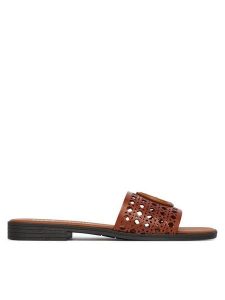 Just Cavalli Klapki 80RA3S82 ZPB95 Brązowy. Brązowe klapki Just Cavalli, bez wzorów, ze skóry, bez obcasa. Za 495,99 zł.