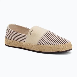 Espadryle damskie GANT Raffiaville. Brązowe espadryle GANT, bez wzorów, z materiału, bez obcasa. Za 219,99 zł.