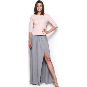 Różowa Bluzka z Rękawem 3/4 z Baskinką. Czerwone bluzki Figl, xl, bez wzorów, z bawełny, bez kołnierzyka, bez ramiączek. Za 179,00 zł.