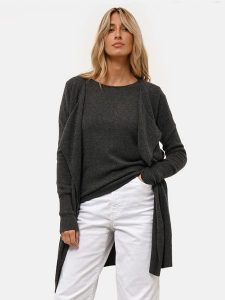 Just Cashmere Kaszmirowy kardigan "Brooke" w kolorze antracytowym rozmiar: M. Czarne kardigany Just Cashmere, z kaszmiru. Za 329,42 zł.
