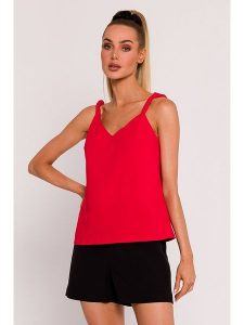 Made of emotion Top w kolorze czerwonym rozmiar: S. Czerwone topy Made Of Emotion, s, bez wzorów, bez kołnierzyka, bez ramiączek. Za 180,06 zł.