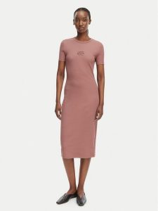 Calvin Klein Jeans Sukienka letnia LV044F241G Brązowy jasny Slim Fit. Brązowe kombinezony Calvin Klein Jeans, na lato, xl, bez wzorów, z bawełny, bez kołnierzyka, bez ramiączek. Za 409,99 zł.