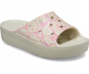 Klapki Dla Dorosłych Crocs Classic Platform Snake Print Slide. Brązowe klapki Crocs, bez wzorów, z materiału, bez obcasa. Za 119,99 zł.