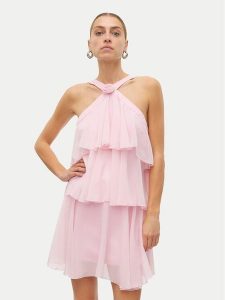 Vero Moda Sukienka koktajlowa Felicia 10329767 Różowy Regular Fit. Czerwone kombinezony Vero Moda, l, bez wzorów, z syntetyku, wizytowe, bez kołnierzyka, bez ramiączek. Za 179,99 zł.