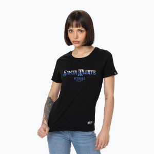 Koszulka damska Pitbull Santa Muerte Blue. Czarne koszulki sportowe PITBULL, bez wzorów, bez ramiączek. Za 99,99 zł.