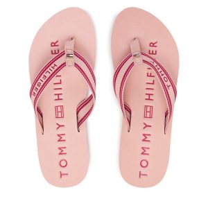 Japonki Tommy Hilfiger. Czerwone klapki TOMMY HILFIGER, bez wzorów, bez obcasa. Za 169,99 zł.