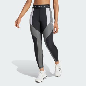 Legginsy Techfit 7/8 Colorblock. Brązowe legginsy ADIDAS, bez wzorów, z materiału. Za 206,90 zł.