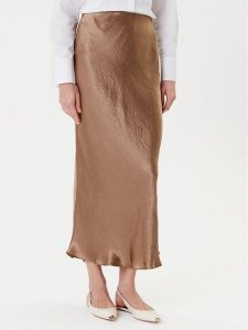 Marella Spódnica midi Pomez 2525106041 Brązowy Regular Fit. Brązowe spódnice Marella, bez wzorów, z syntetyku, midi. Za 449,99 zł.