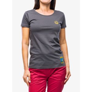 Koszulka wspinaczkowa damska La Sportiva Climbing on the Moon T-Shirt. Szare koszulki sportowe La Sportiva, bez wzorów, bez ramiączek. Za 156,99 zł.