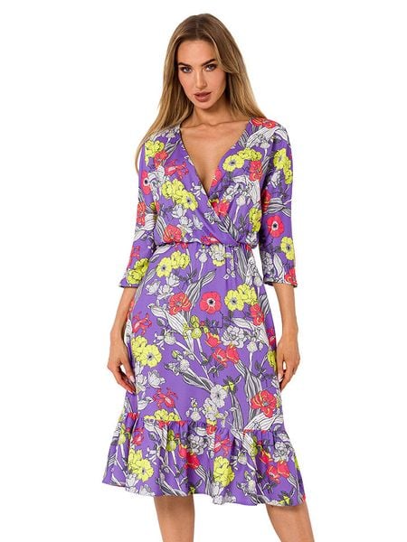 Made of emotion Sukienka w kolorze fioletowym ze wzorem rozmiar: S. Różowe sukienki Made Of Emotion, s, bez wzorów, bez kołnierzyka, bez ramiączek, midi, rozkloszowane. Za 170,07 zł.