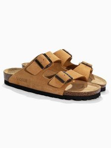 BACKSUN Klapki "Bali" w kolorze jasnobrązowym rozmiar: 40. Brązowe klapki Backsun, bez wzorów, z materiału, z otwartym noskiem, bez obcasa. Za 130,99 zł.